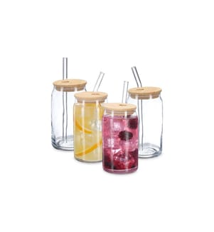 RELAXDAYS - Verre Lot de 4, transparent, naturel, 450 ml