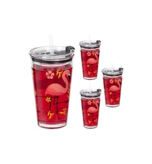 RELAXDAYS - Verre Flamant rose 4 pièces, 450 ml