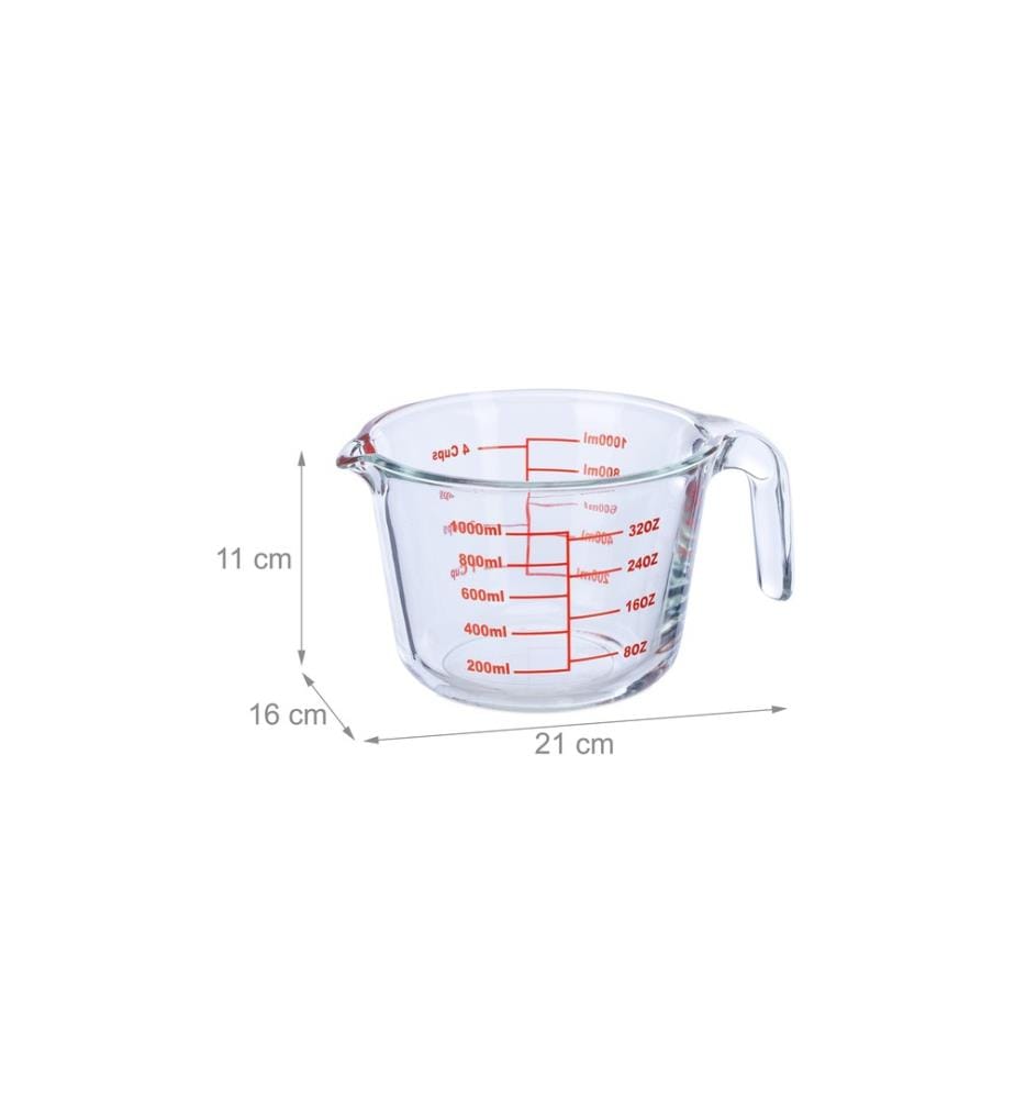 RELAXDAYS - Verre mesureur 1 L, rouge/transparent