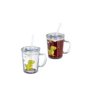 RELAXDAYS - Tasse à boire pour enfants Dino 400 ml Lot de 2, verre
