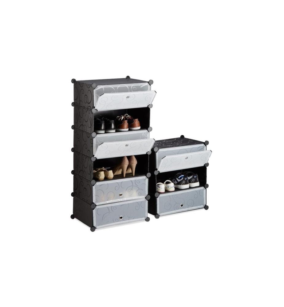 RELAXDAYS - Schuhschrank mit 10 Ebenen 176 x 49 cm, Schwarz/Transparent