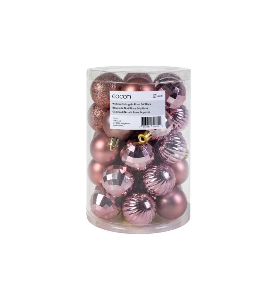 COCON - Weihnachtskugel 34 Stück, Rosa