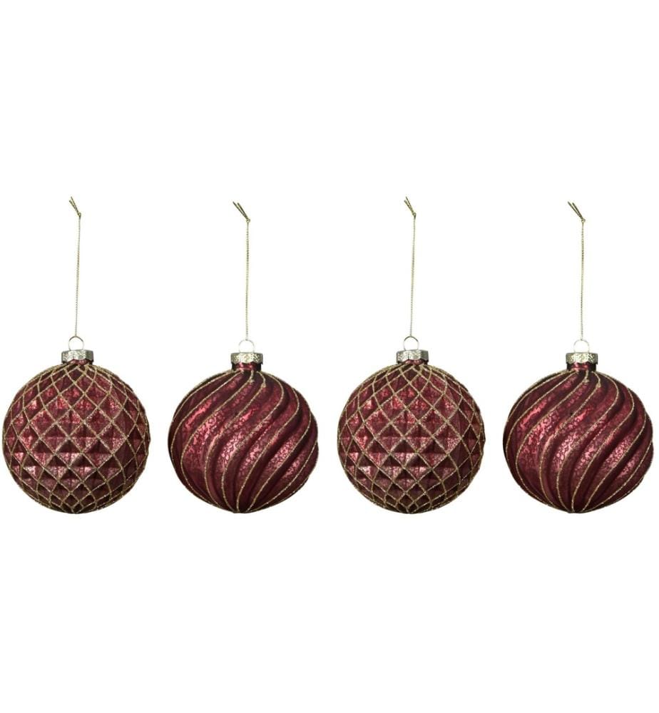 COCON - Weihnachtskugeln Burgund gross, 4 Stück