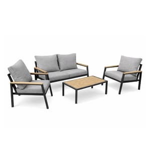 COCON - Loungeset Caviano, Schwarz/Beige/Grau,  4 Sitzplätze