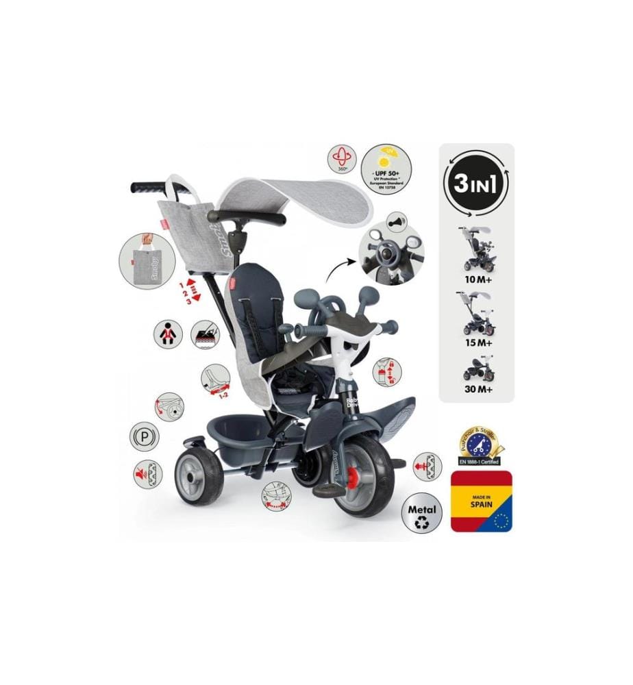 SMOBY - Dreirad Baby Driver Grau