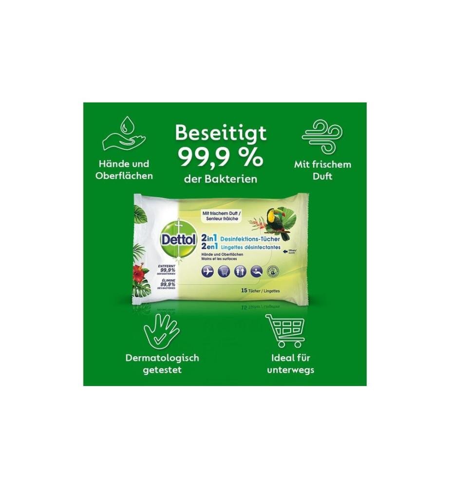 DETTOL - Desinfektionstücher 2 in 1 15 Stück