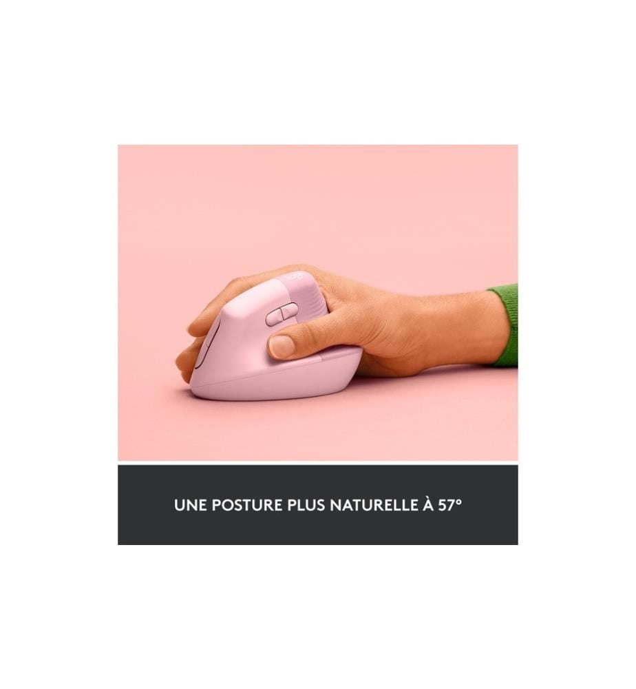 LOGITECH - Souris ergonomique Lift Rose