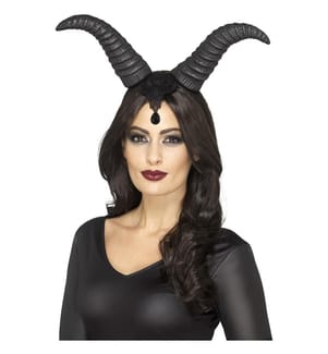 Cornes reine démoniaque, Noir, sur bandeau, avec dentelle