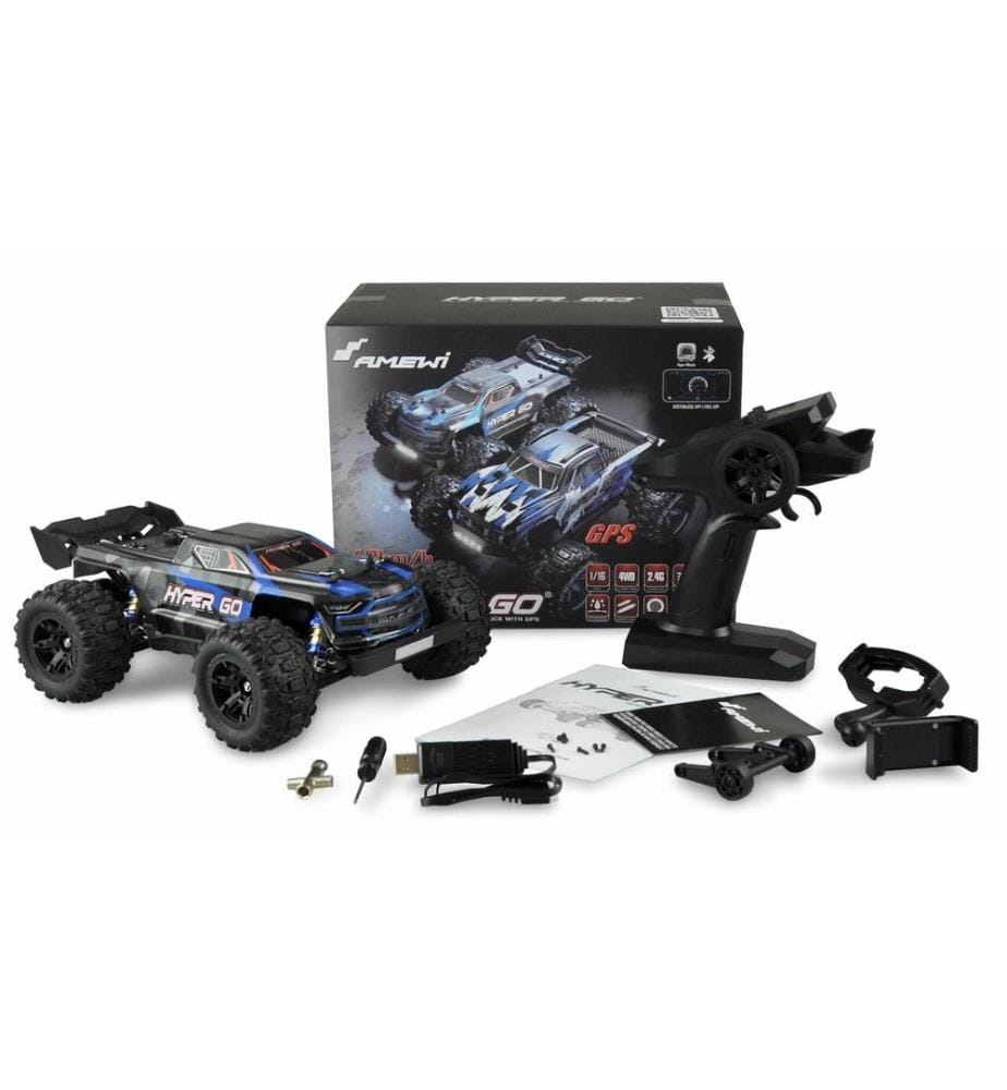 AMEWI - Truggy Hyper GO Brushed 4WD GPS, bleu 1:16, RTR