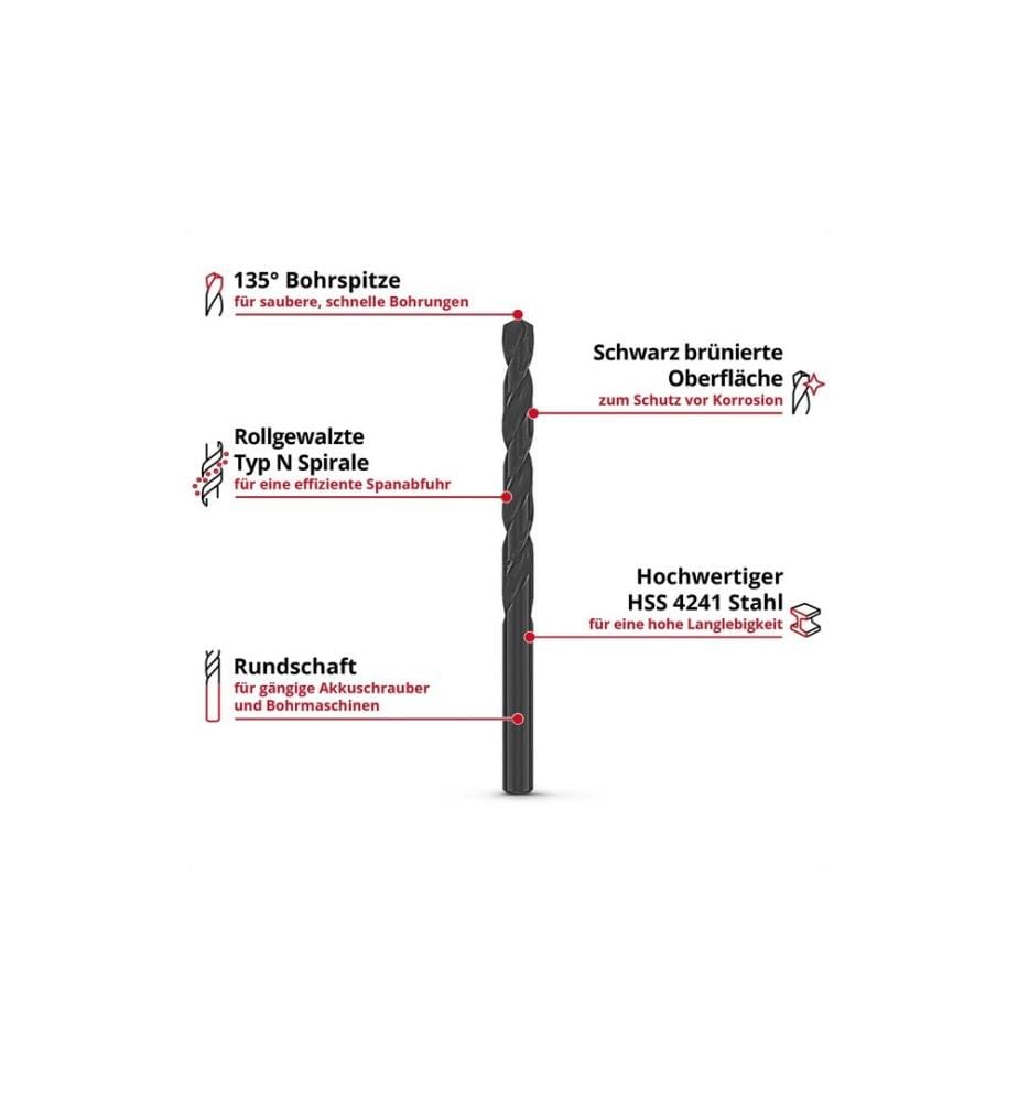 EINHELL - Metallbohrer-Set HSS-R 6tlg LS