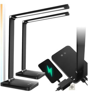 Schreibtischlampe Novaly, LED, dimmbar, klappbar, 5W - schwarz, 2er Set
