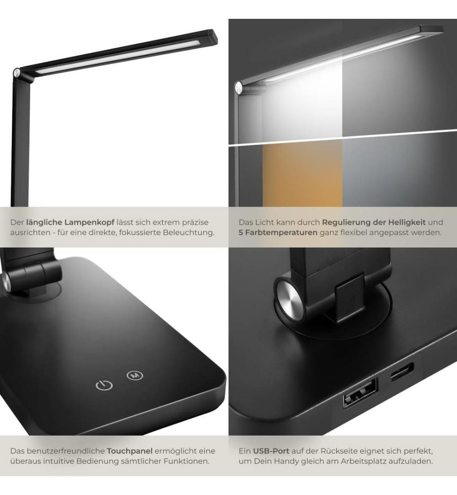 Lampe de bureau NOVALY - noir, Lot de 2