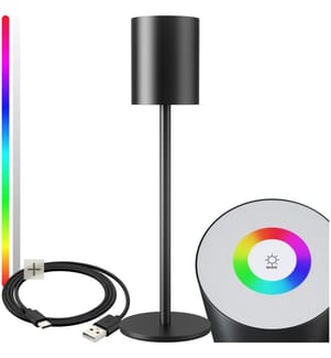 Retro-Tischlampe Corly, LED, 7 Lichtfarben, dimmbar - schwarz