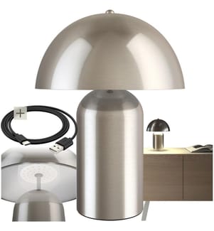 Kleine Retro-Tischlampe Kade, dimmbar - Nickel matt