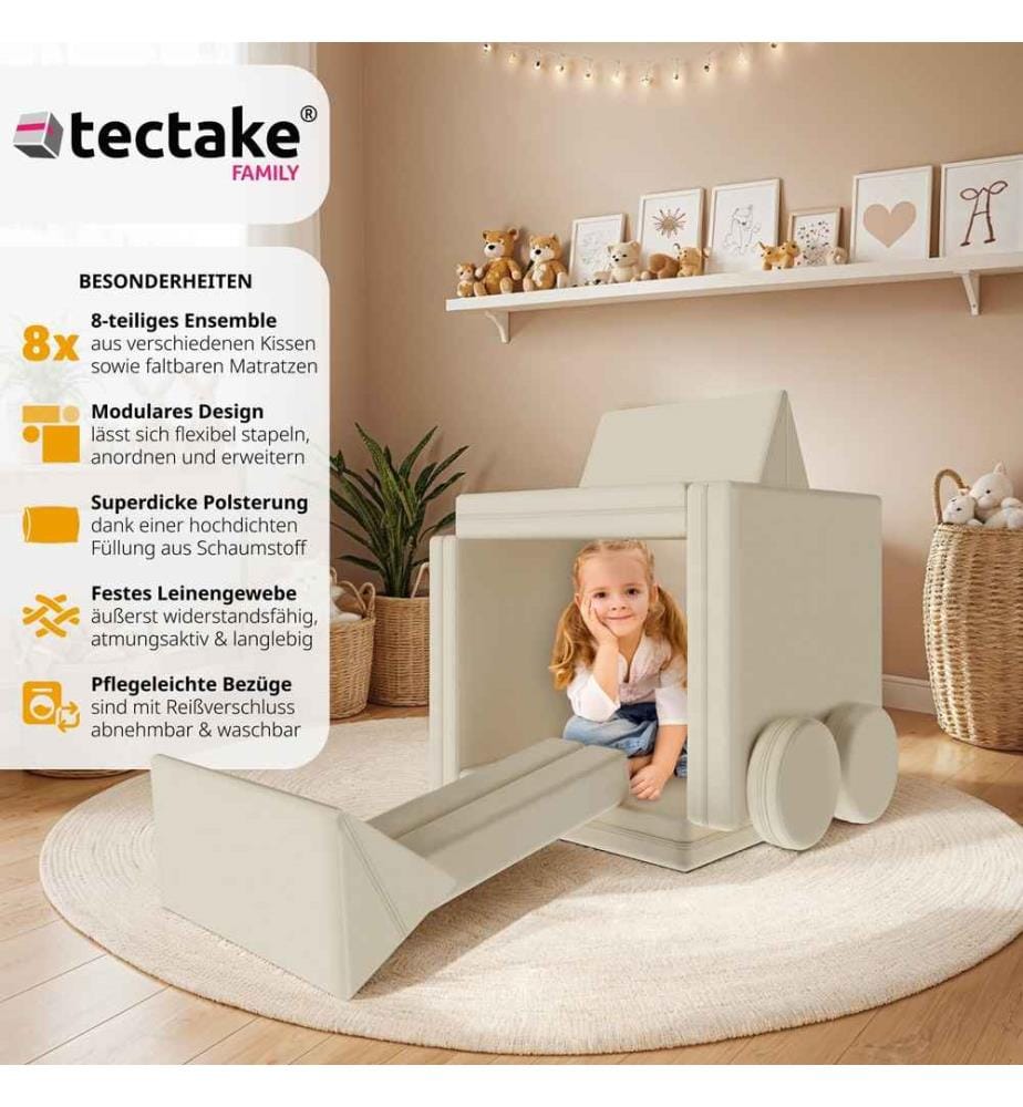 Spielsofa Lilly, 8-teilig, mit Schlaffunktion - 120 cm, beige