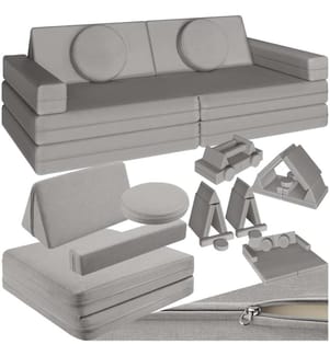 Canapé de jeu LILLY 8 pièces, avec fonction de couchage - 120 cm, gris
