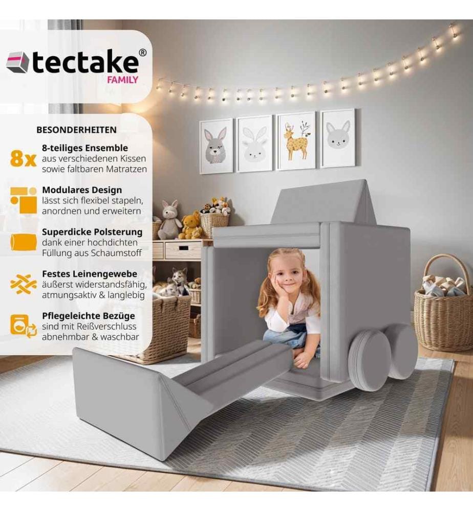 Spielsofa Lilly, 8-teilig, mit Schlaffunktion - 120 cm, grau