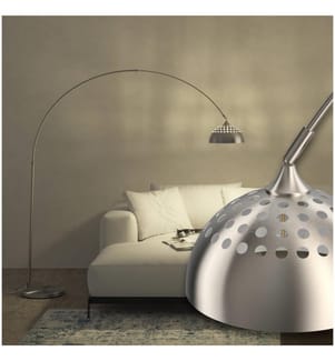 Bogenleuchte Arcus, Stahl, Retro-Stil, 60W - Nickel matt