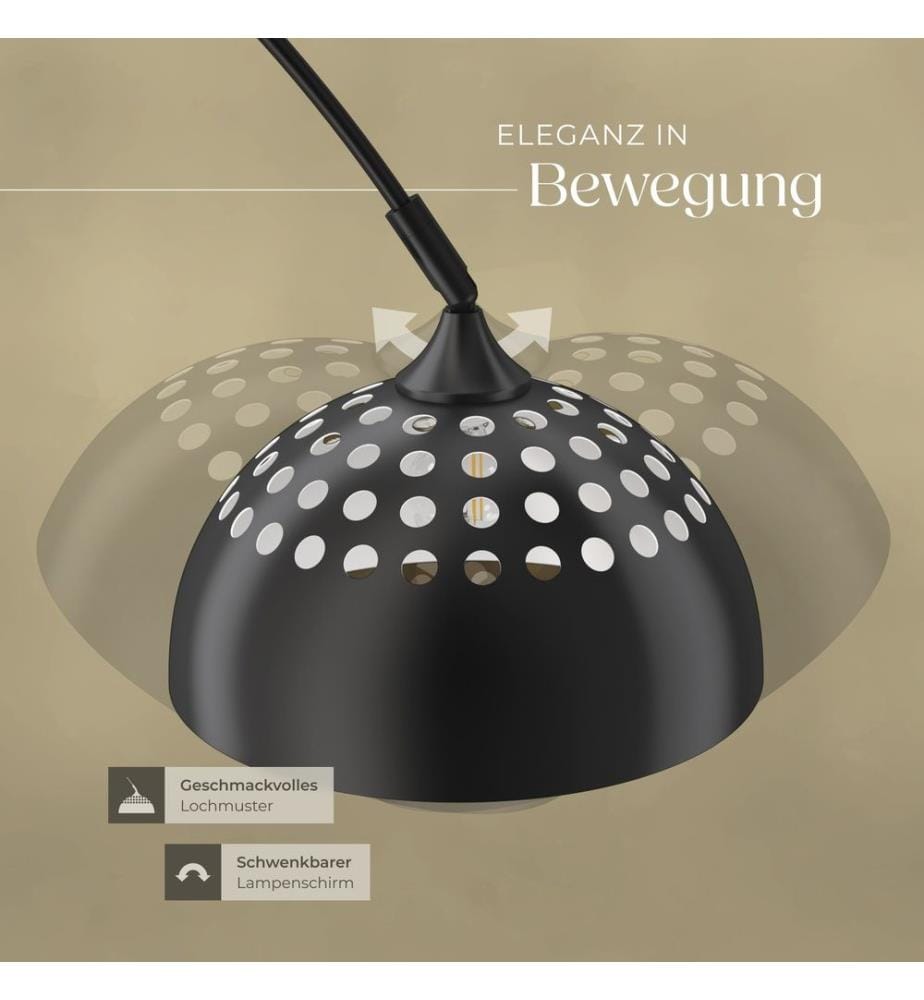 Bogenleuchte Arcus, Stahl, Retro-Stil, 60W - schwarz