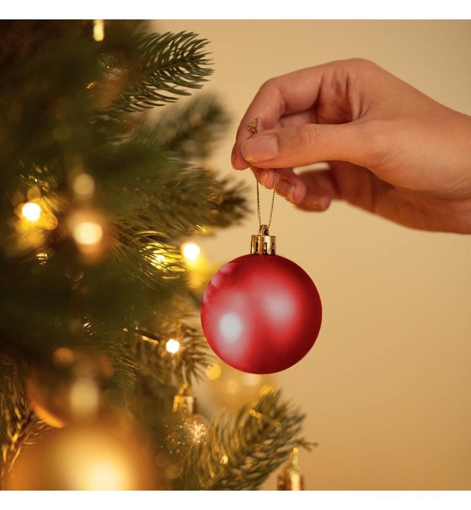 24 Christbaumkugeln unzerbrechlich in Rot - rot
