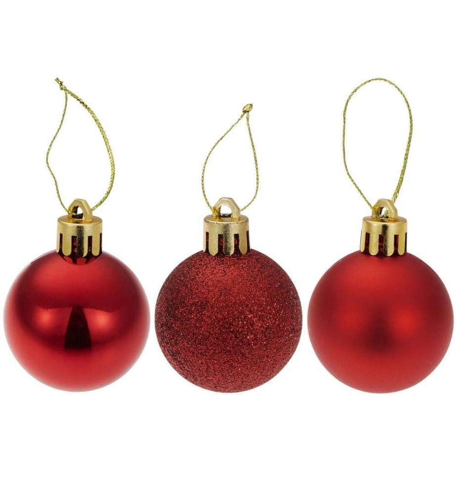24 Christbaumkugeln unzerbrechlich in Rot - rot