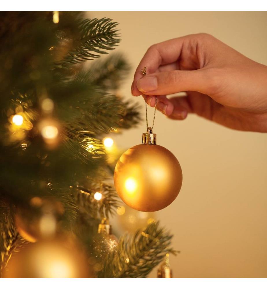 24 Christbaumkugeln unzerbrechlich in WeissGold - goldweiss