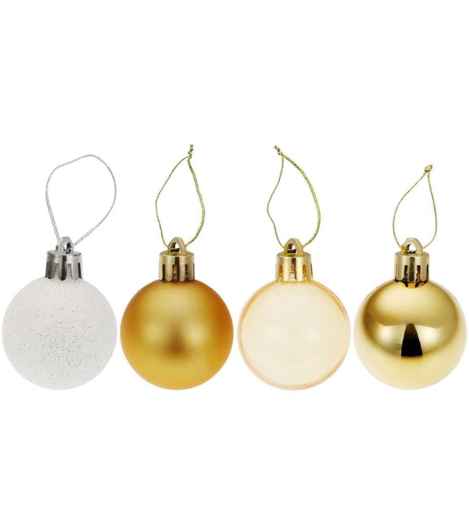 24 Christbaumkugeln unzerbrechlich in WeissGold - goldweiss