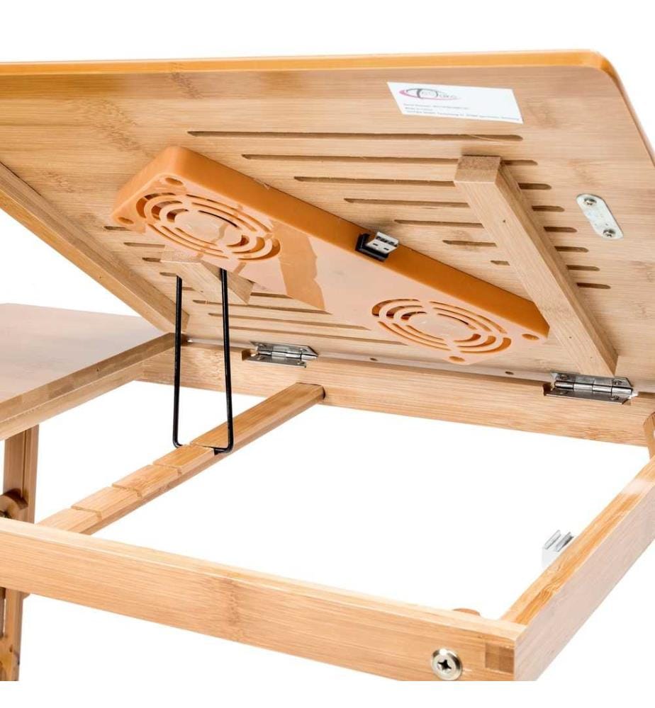 Table de lit 55 x 35 x 26 cm, double ventilateur - marron