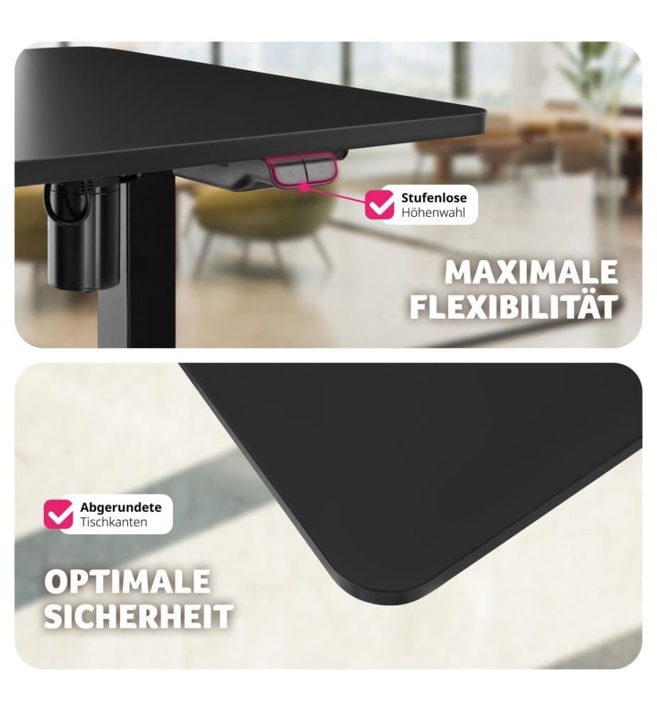Elektrisch hohenverstellbarer Schreibtisch Skadi - schwarz