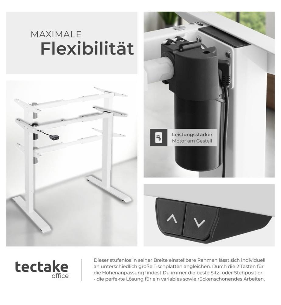 Tischgestell elektrisch höhenverstellbar 85-129x65x71-121 cm - weiss