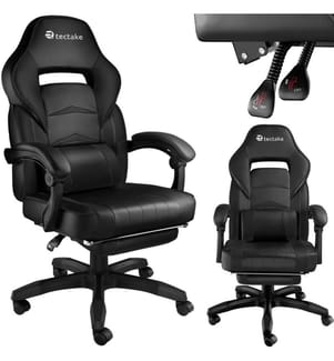 Chaise de bureau racing Comodo avec repose-pieds - noirnoir