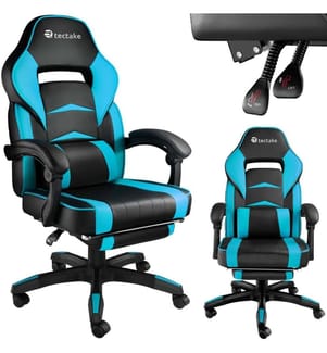 Chaise de bureau racing Comodo avec repose-pieds - noirazur