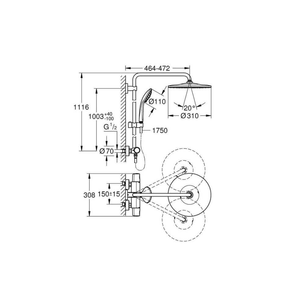 GROHE - Systèmes de douche Vitalio EcoJoy 310