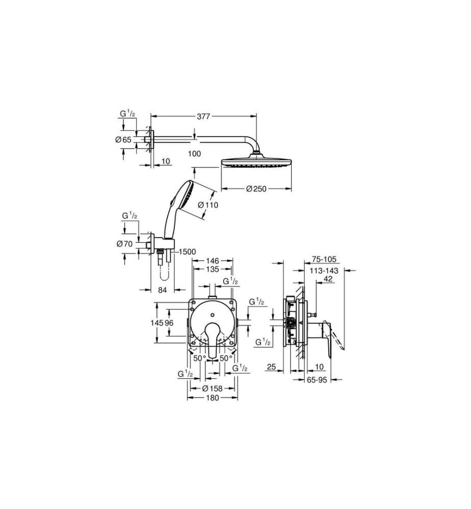 GROHE - Systèmes de douche Vitalio Start 250 Chrome