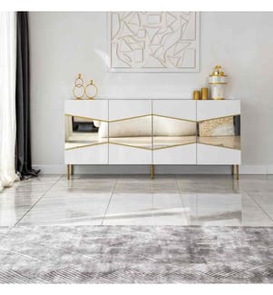 Konsole, Weiss, Gold, Melaminbeschichtete Spanplatte
