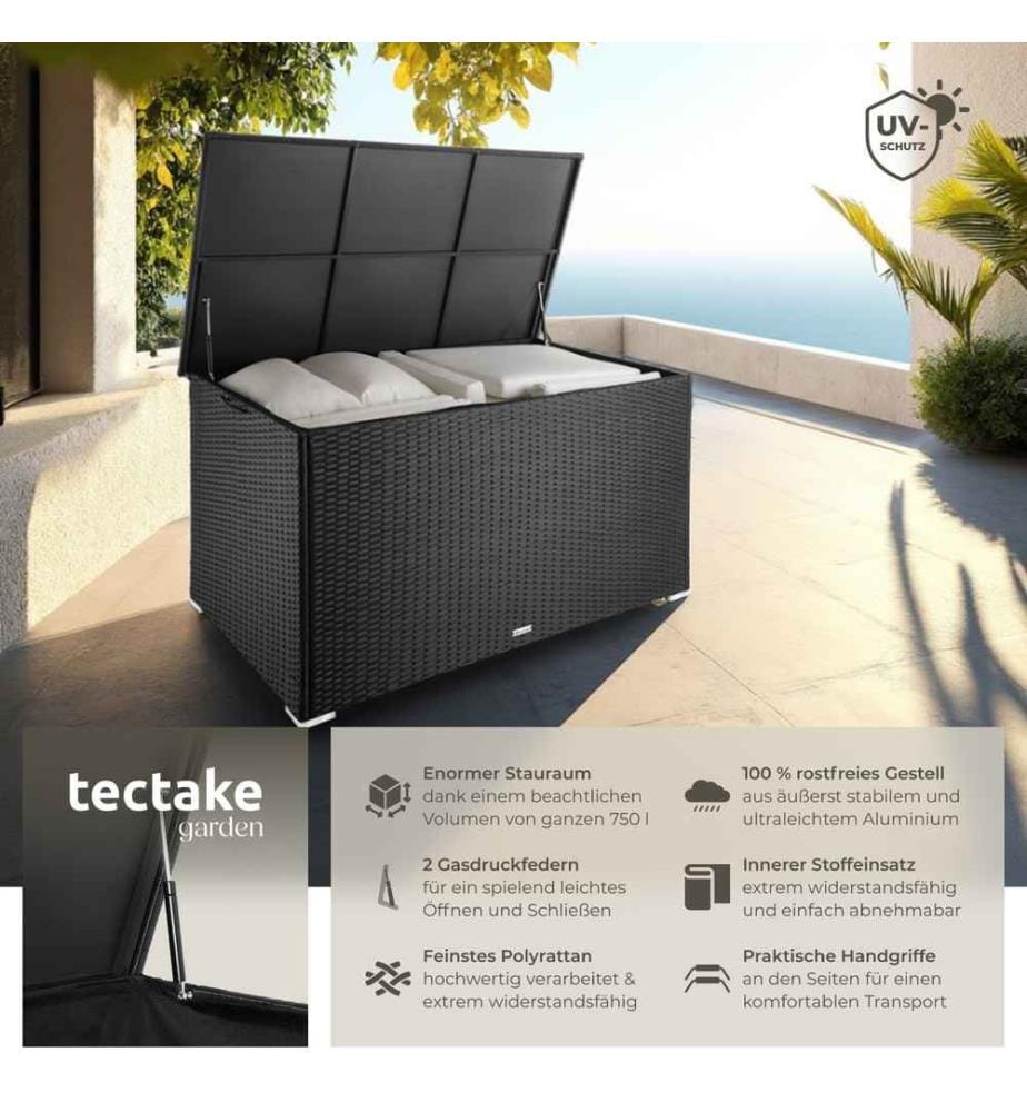 Coffre de jardin Oslo structure en aluminium 145x82,5x79,5 cm - noir