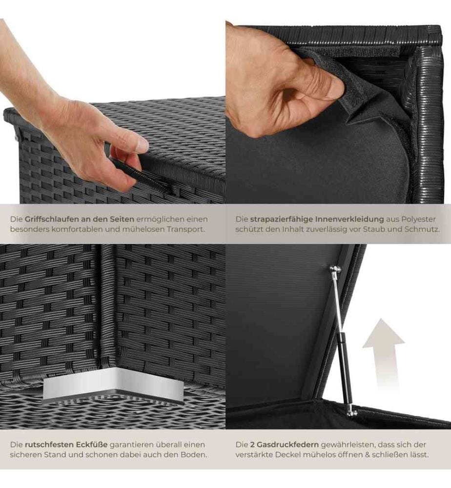 Coffre de jardin Oslo structure en aluminium 145x82,5x79,5 cm - noir