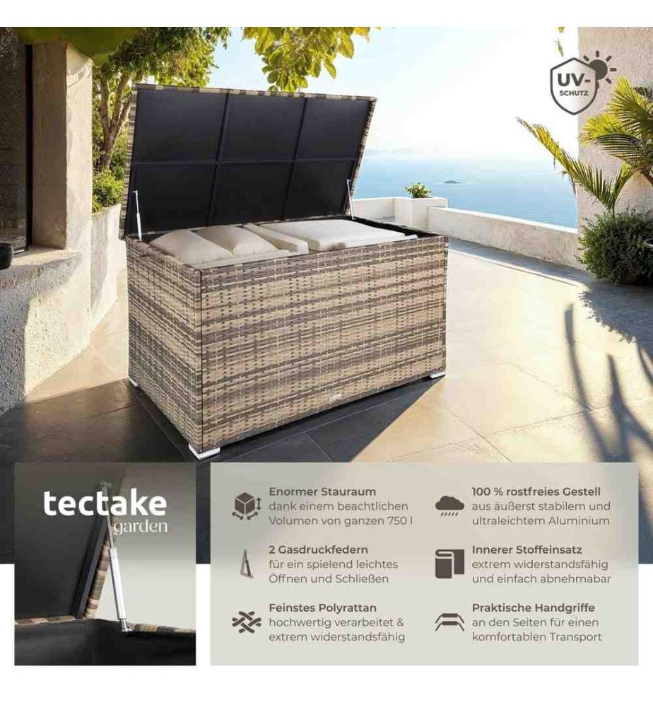 Coffre de jardin Oslo structure en aluminium 145x82,5x79,5 cm - marron naturel