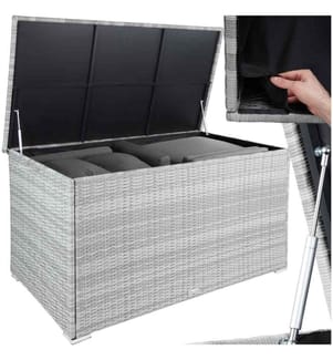 Coffre de jardin Oslo structure en aluminium 145x82,5x79,5 cm - gris clair