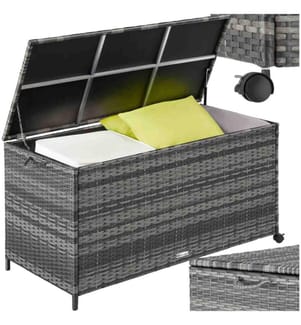 Coffre de rangement avec cadre en aluminium et roues 297l, 117x54x64 cm - gris