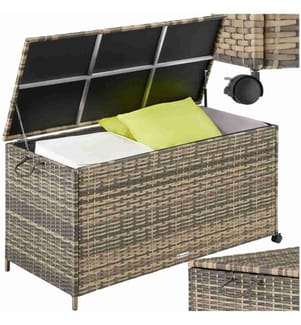 Coffre de rangement avec cadre en aluminium et roues 297l, 117x54x64 cm - marron naturel