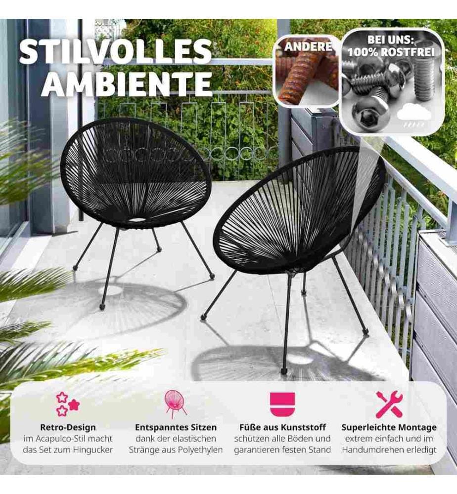 Lot de 2 chaises de jardin Santana - noir