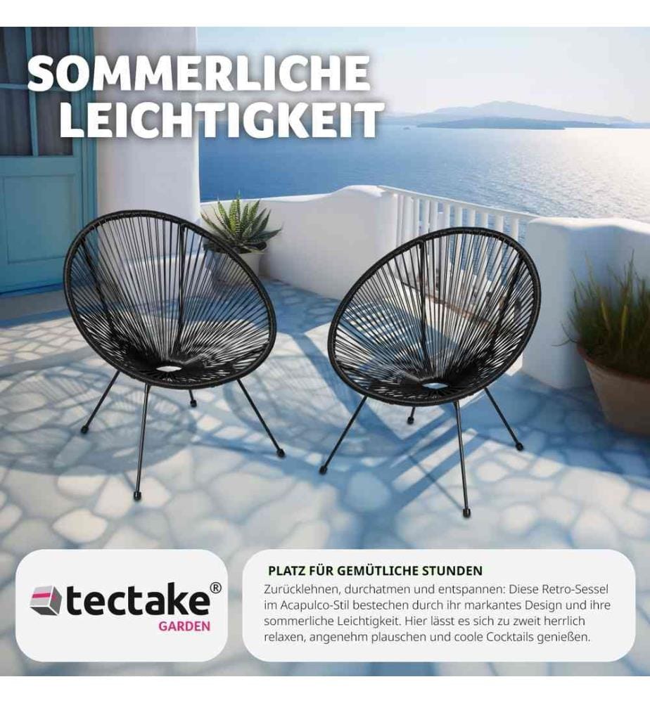 Lot de 2 chaises de jardin Santana - noir