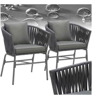 Stuhlset Valeiras im Rope-Design, dicke Polster, 60x61x77 cm - 2er Set