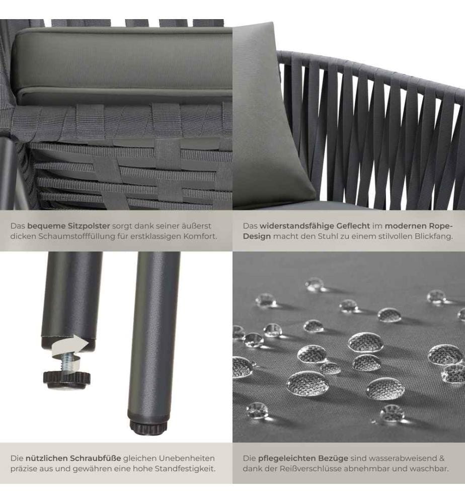 Ensemble de chaises VALEIRAS effet corde tressée - Lot de 6