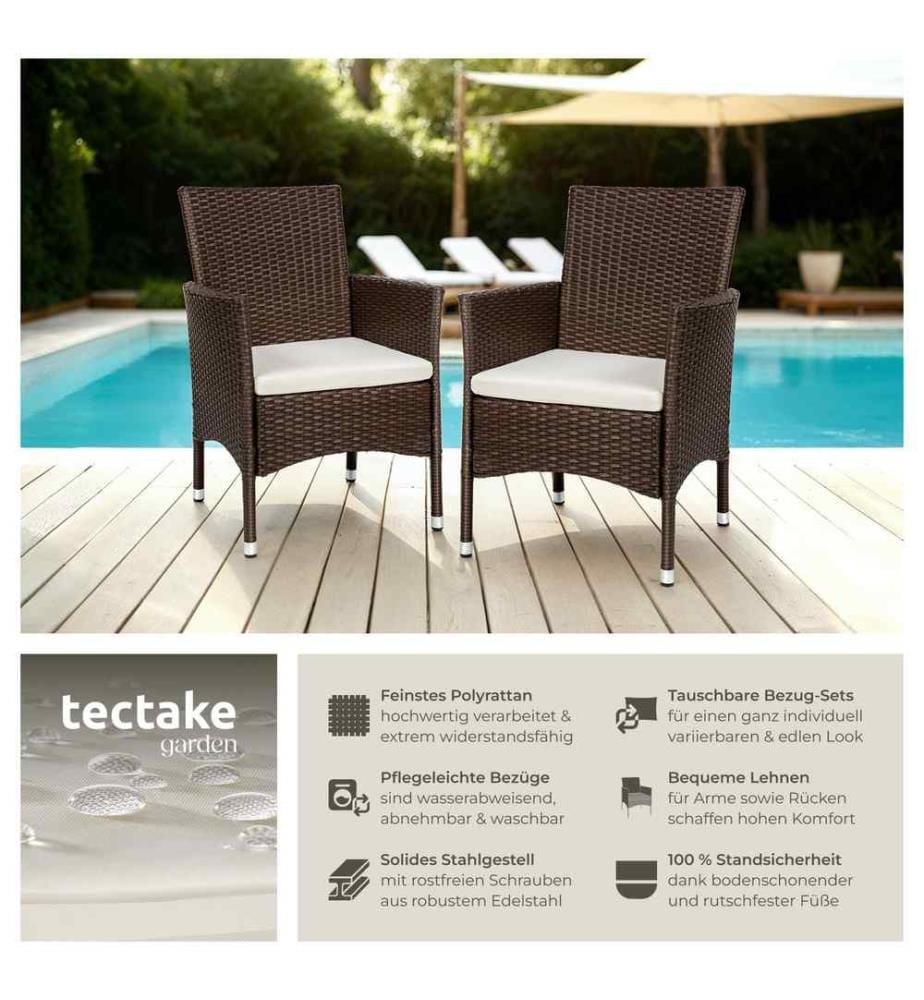 2 Rattanstühle 4 Sitzbezüge - braunbeige