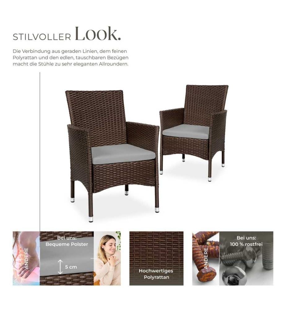 2 Rattanstühle 4 Sitzbezüge - braunbeige