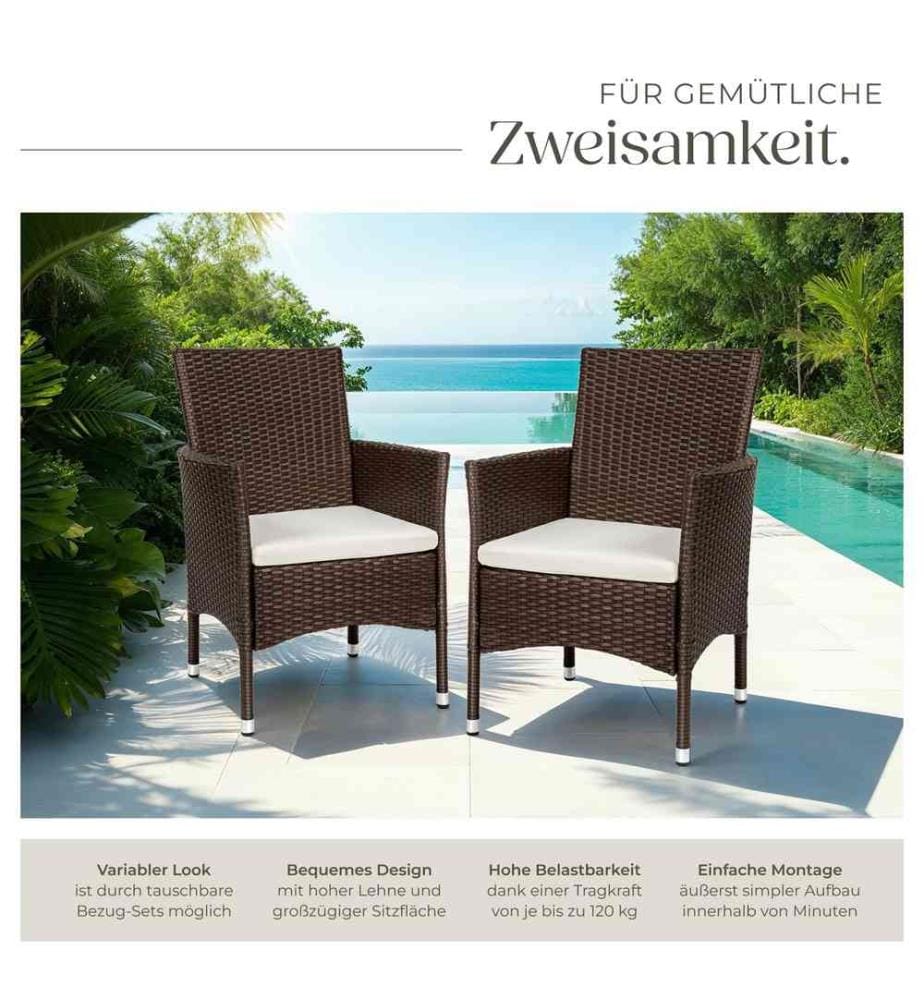 2 Rattanstühle 4 Sitzbezüge - braunbeige