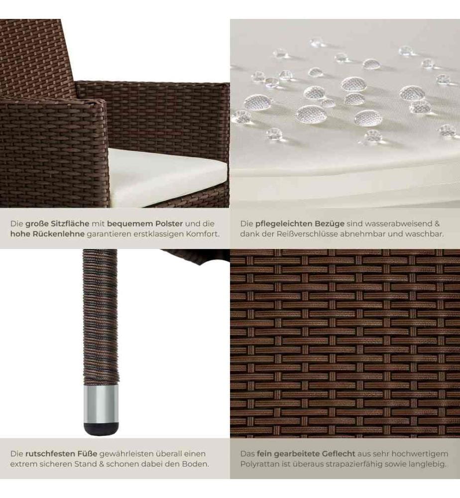 2 Rattanstühle 4 Sitzbezüge - braunbeige