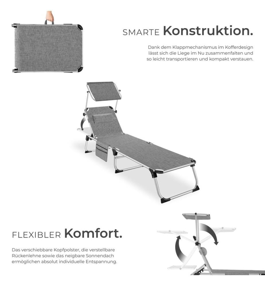 Bain de soleil Aurelie en aluminium, 6 positions - gris tacheté